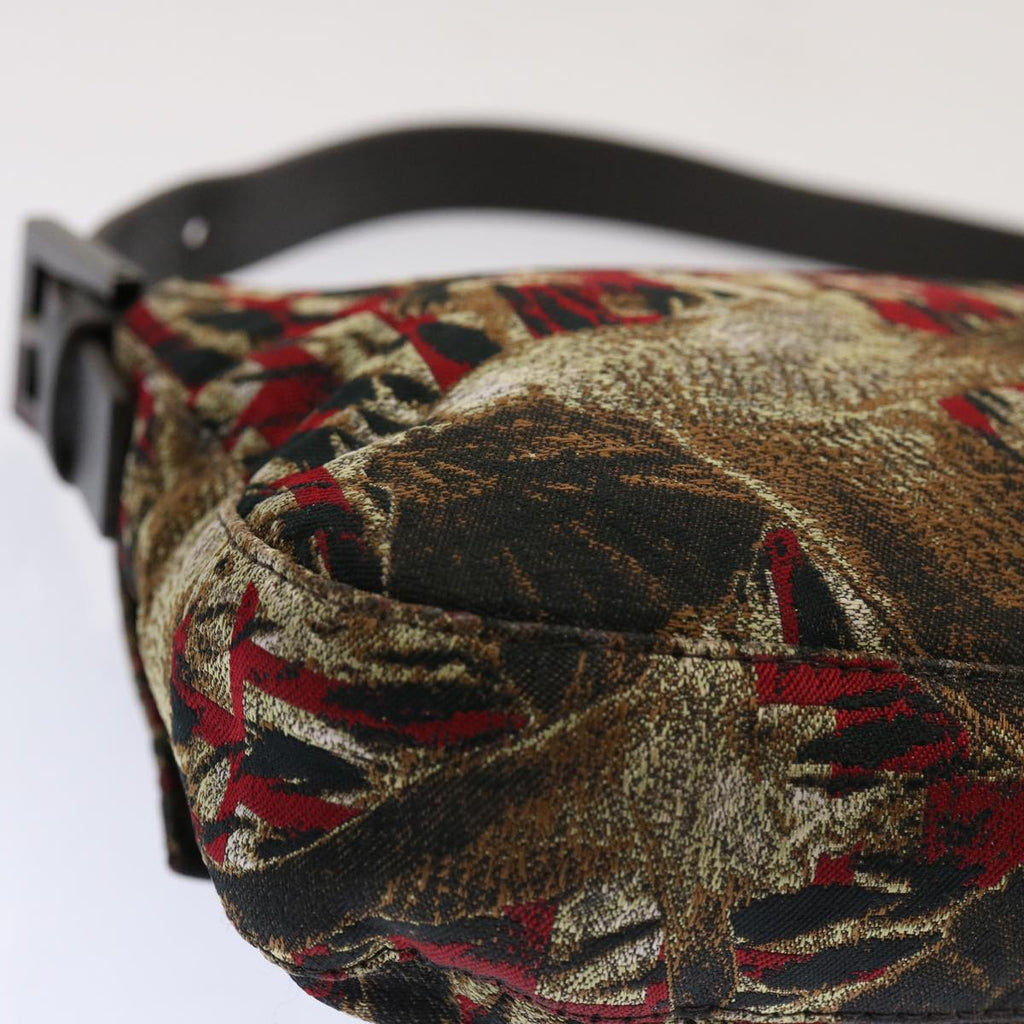 FENDI Zucca Canvas Mamma Baguette Shoulder Bag Brown Red69972A