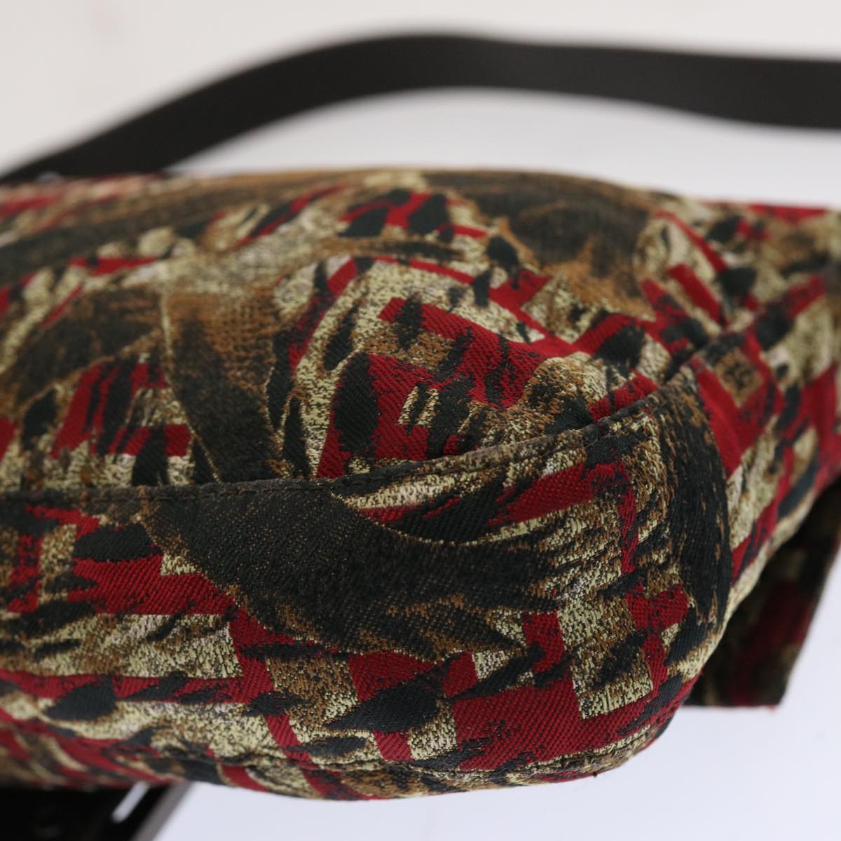 FENDI Zucca Canvas Mamma Baguette Shoulder Bag Brown Red69972A