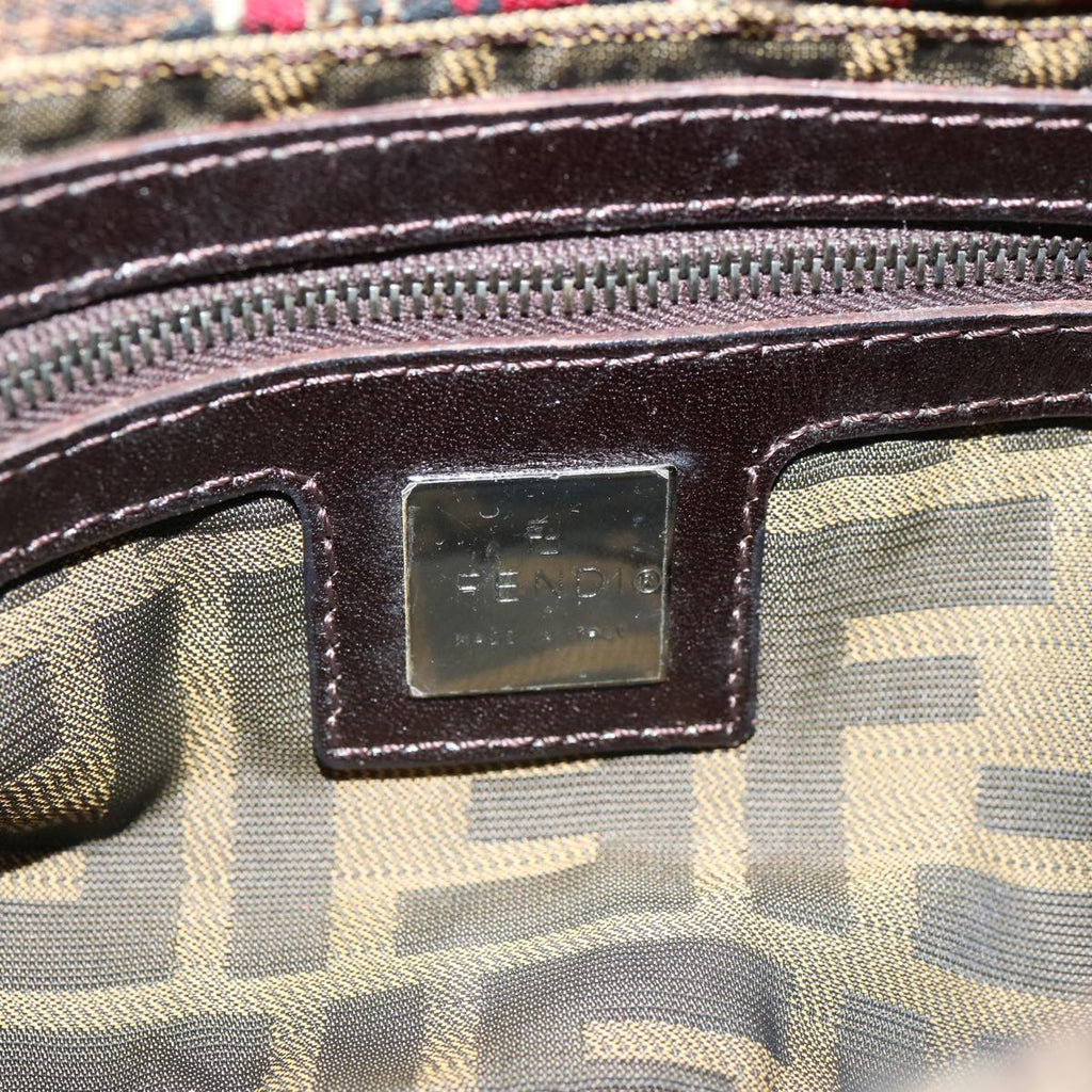 FENDI Zucca Canvas Mamma Baguette Shoulder Bag Brown Red69972A