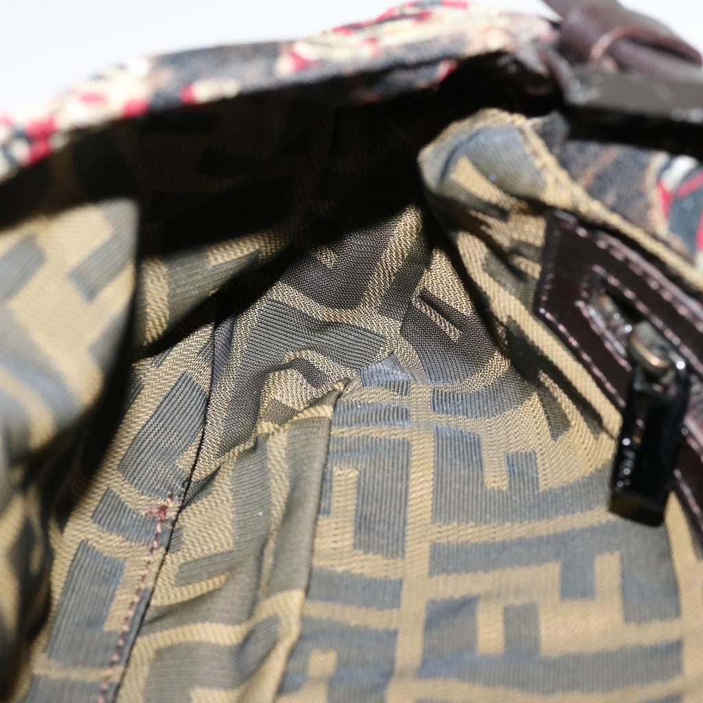 FENDI Zucca Canvas Mamma Baguette Shoulder Bag Brown Red69972A