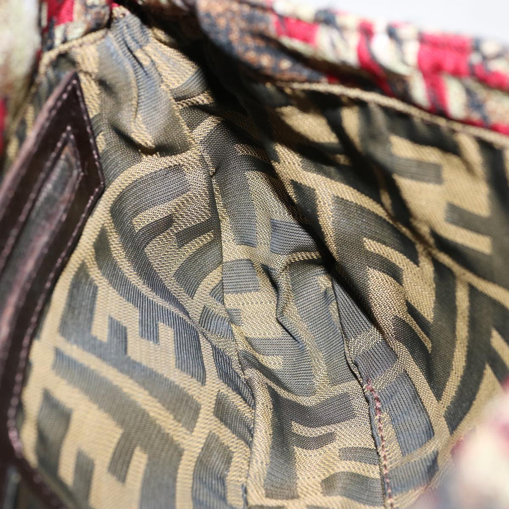FENDI Zucca Canvas Mamma Baguette Shoulder Bag Brown Red69972A
