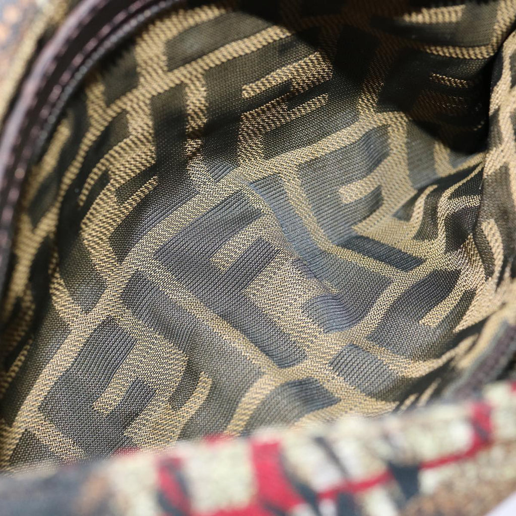 FENDI Zucca Canvas Mamma Baguette Shoulder Bag Brown Red69972A