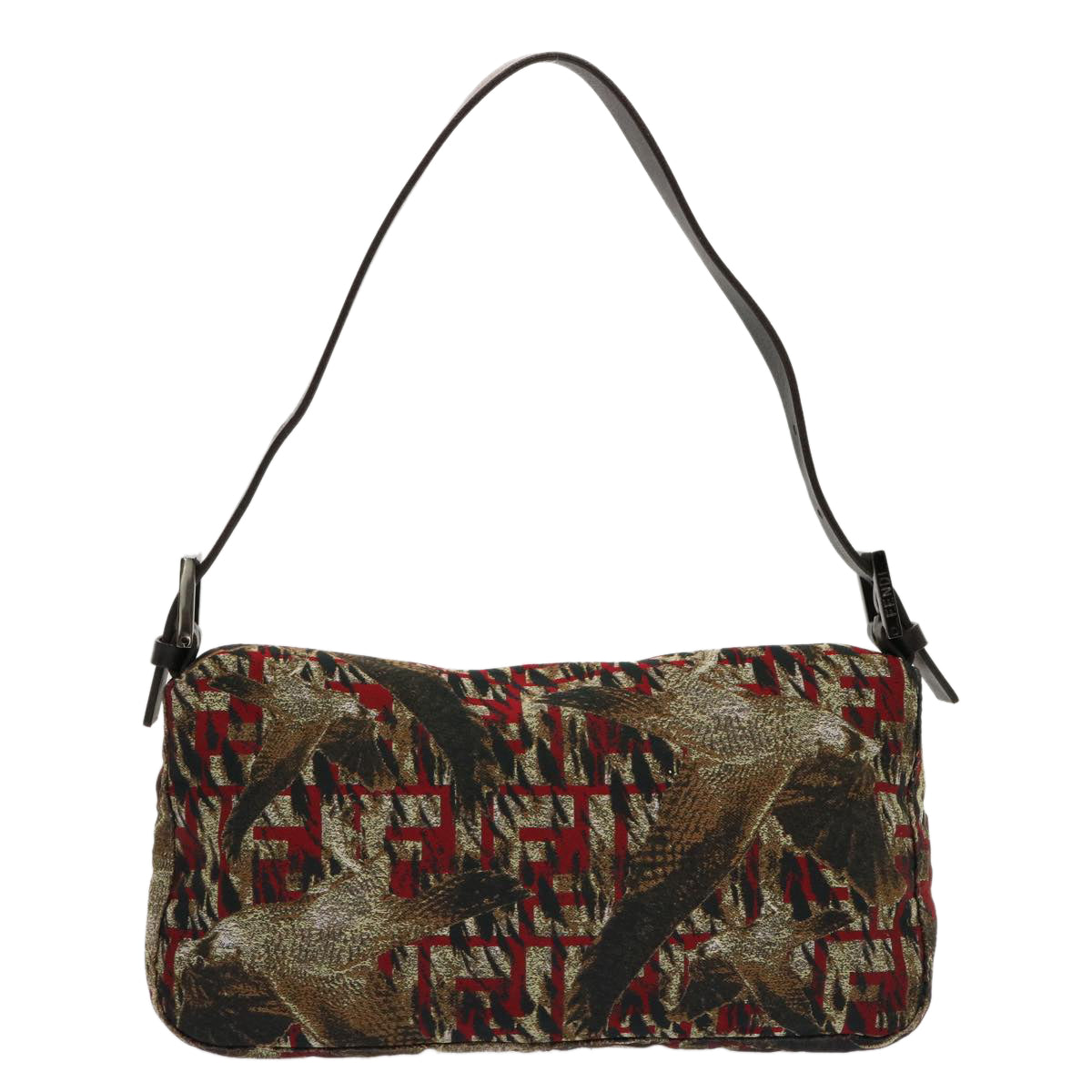 FENDI Zucca Canvas Mamma Baguette Shoulder Bag Brown Red69972A