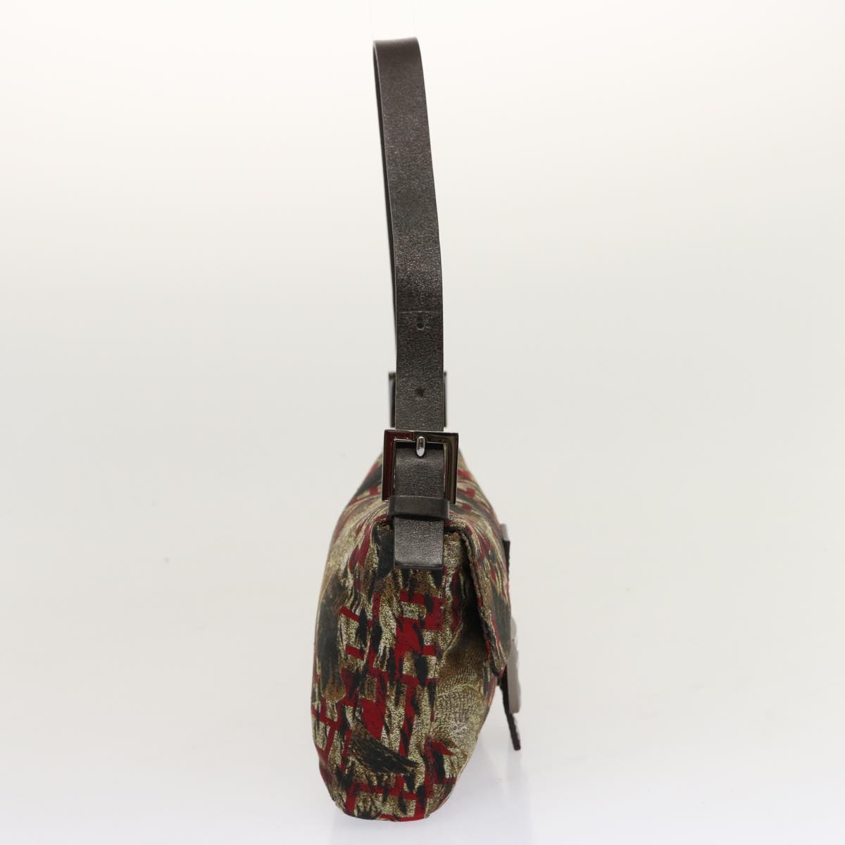 FENDI Zucca Canvas Mamma Baguette Shoulder Bag Brown Red69972A