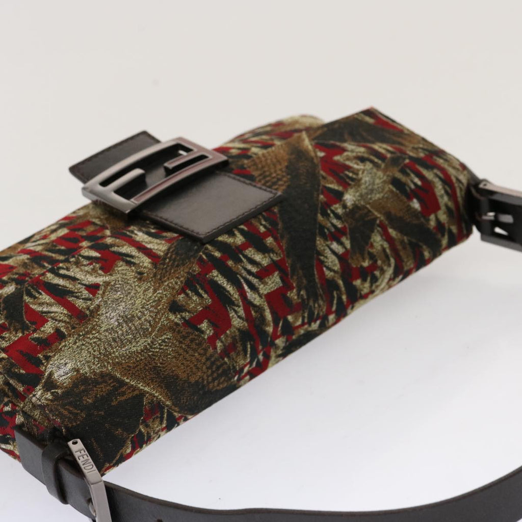 FENDI Zucca Canvas Mamma Baguette Shoulder Bag Brown Red69972A