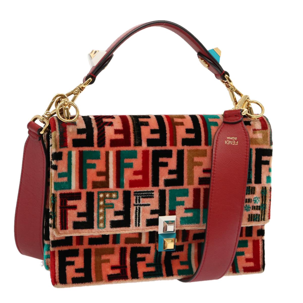 FENDI Zucca Canvas Canai Hand Bag 2way Pink Red69973A