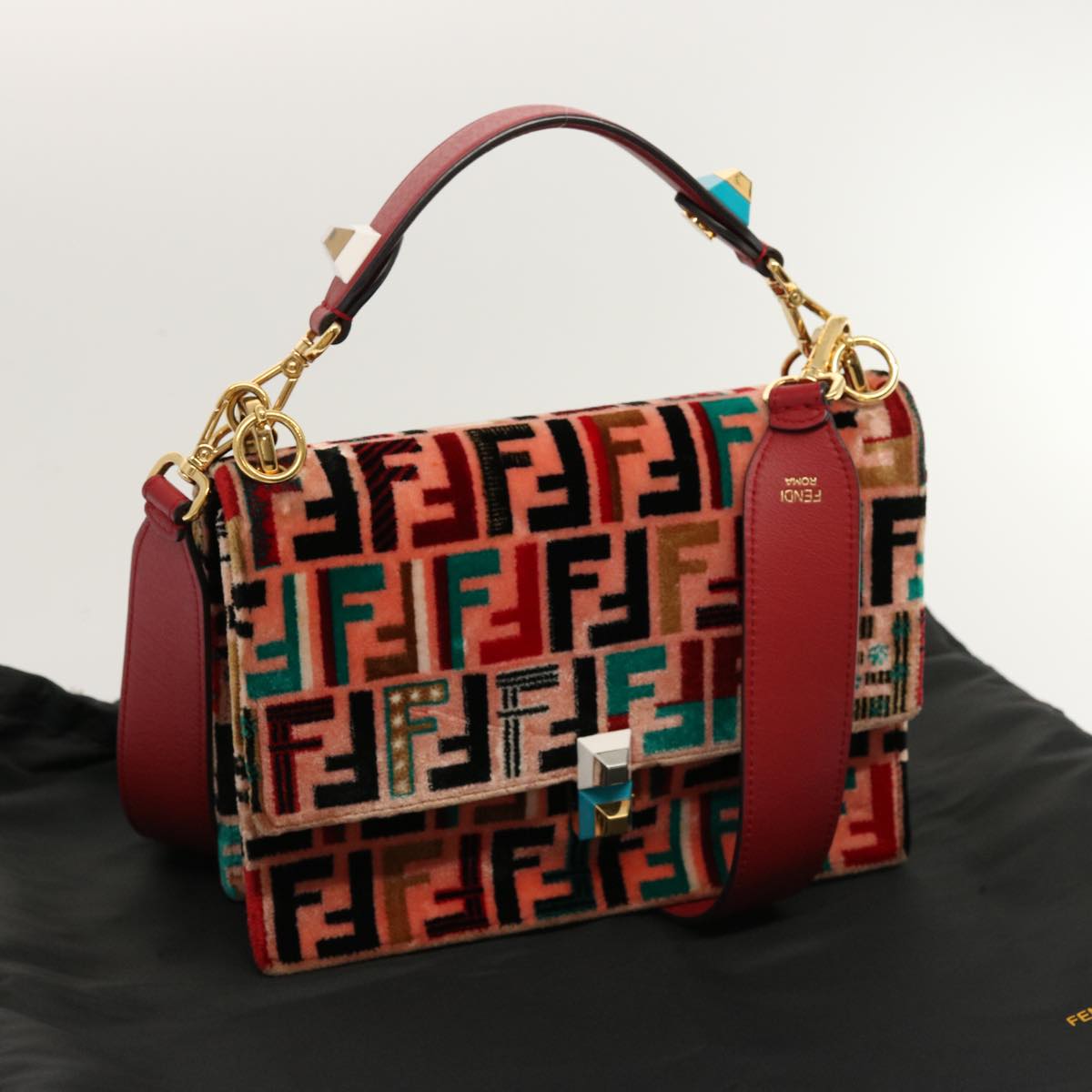 FENDI Zucca Canvas Canai Hand Bag 2way Pink Red69973A