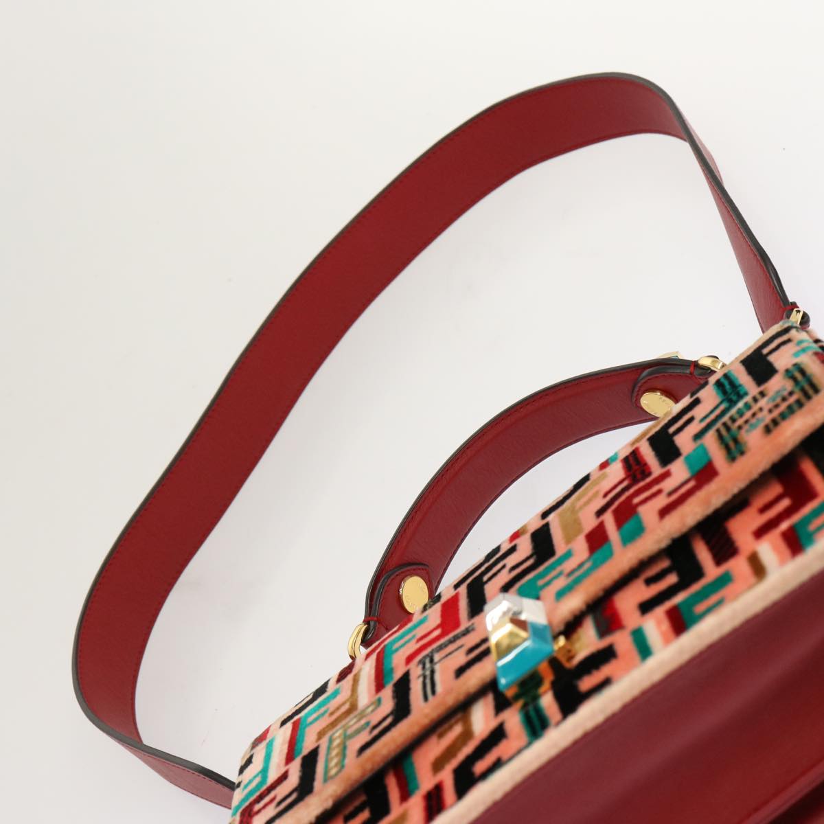 FENDI Zucca Canvas Canai Hand Bag 2way Pink Red69973A