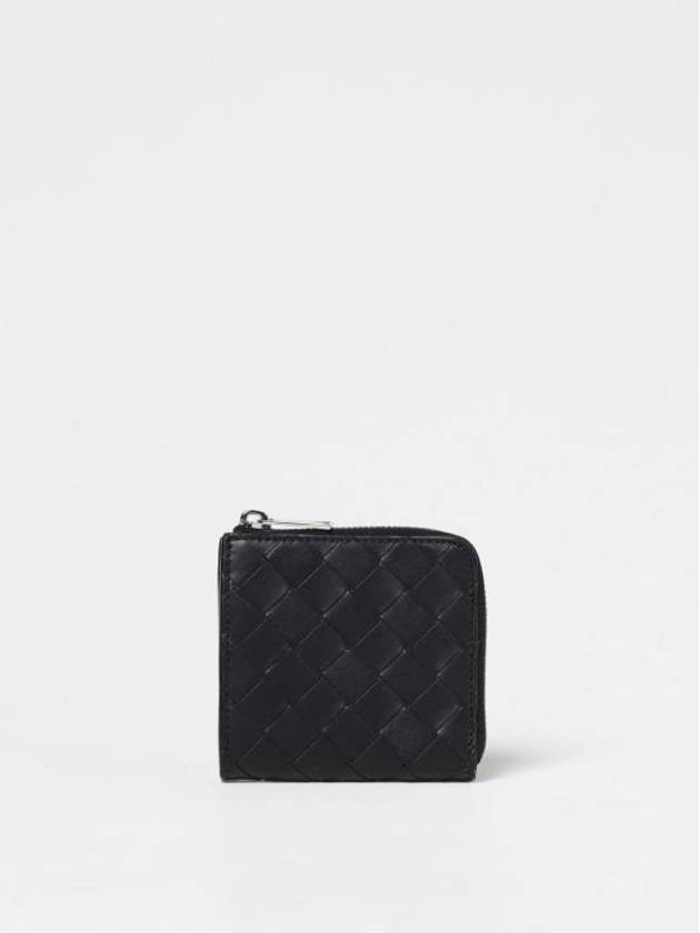 Bottega Veneta Intrecciato Square Zip Around Wallet Black