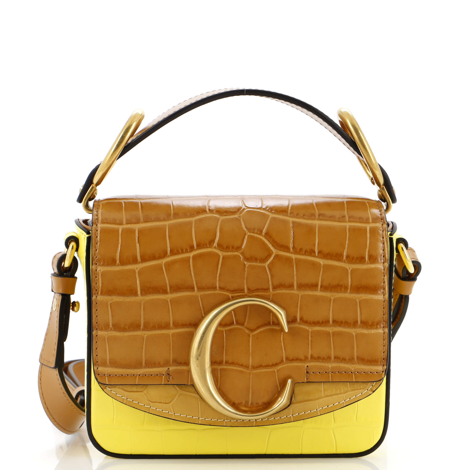 Chloe C Flap Bag Crocodile Embossed Leather Mini