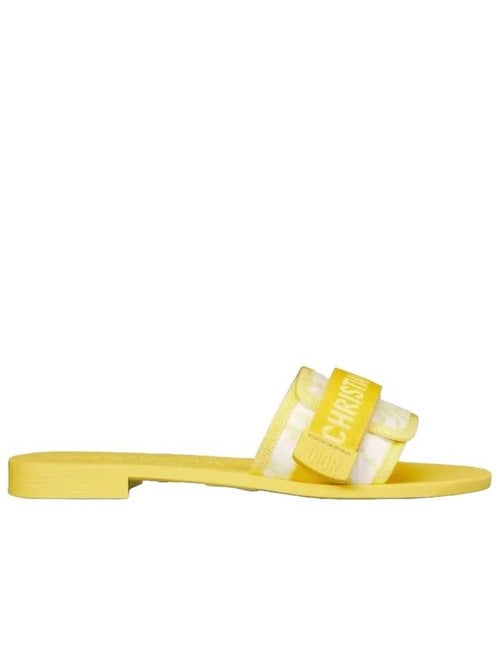 Dioriviera Revolution Toile De Jouy Soleil Motif Slippers Lemon Yellow Dior