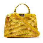 Fendi Peekaboo Medium Yellow Interlace Leather