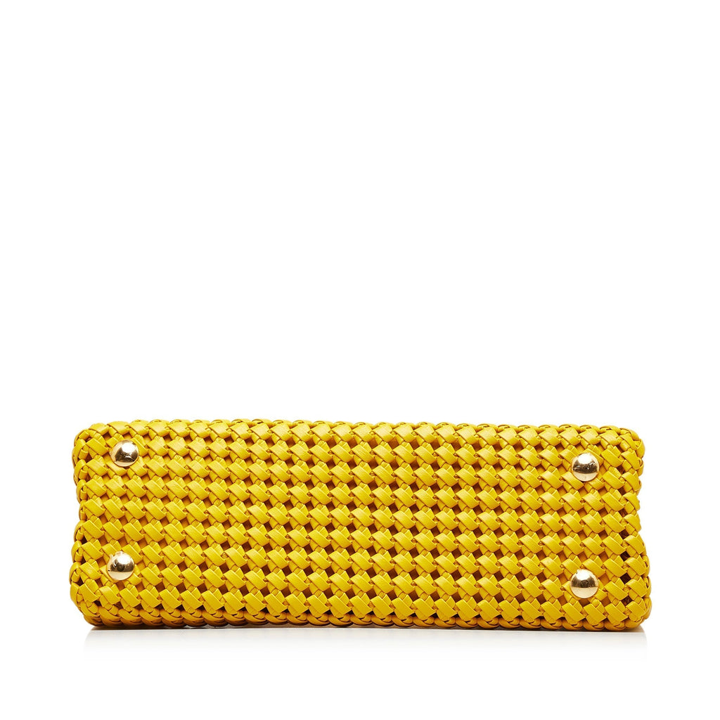 Fendi Peekaboo Medium Yellow Interlace Leather