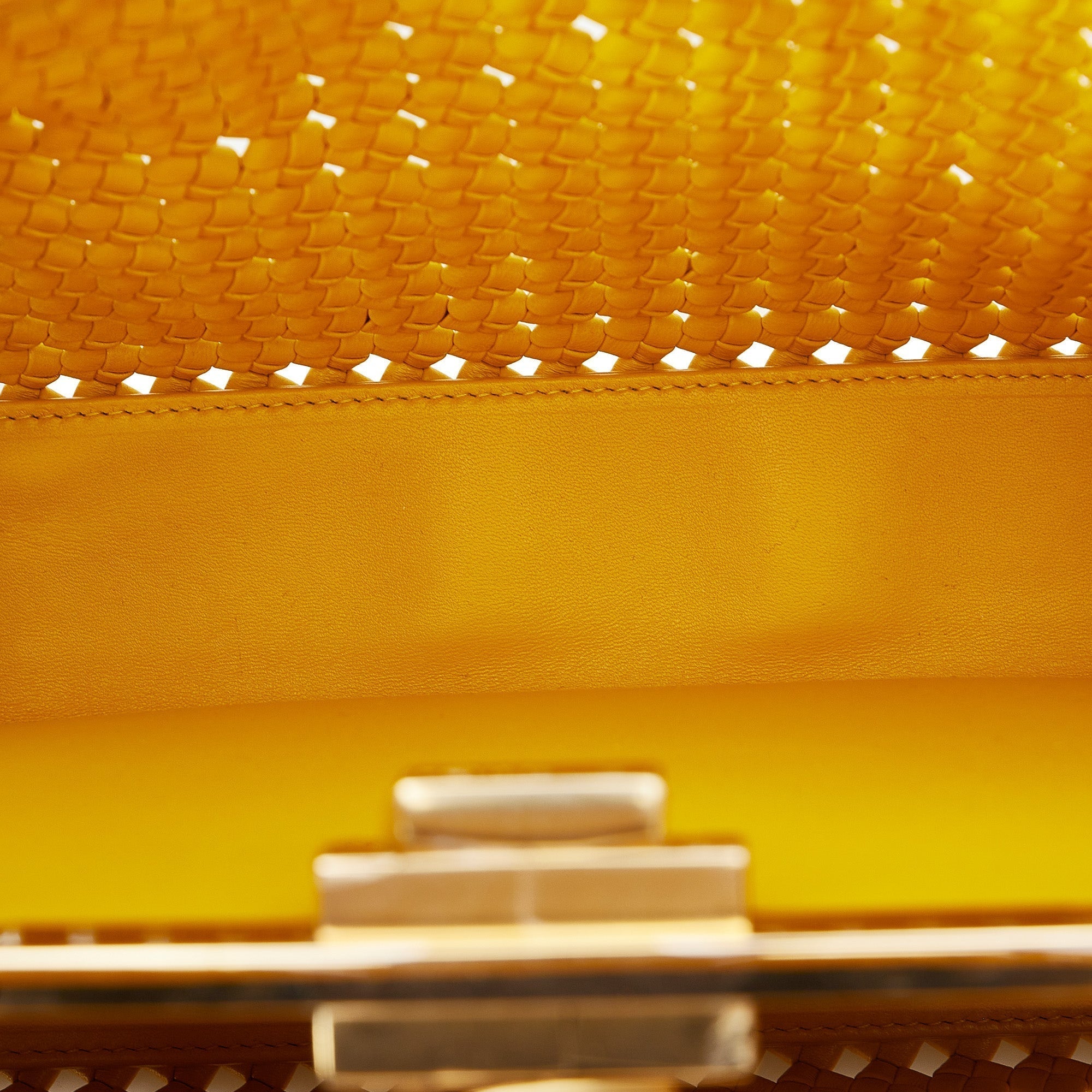 Fendi Peekaboo Medium Yellow Interlace Leather