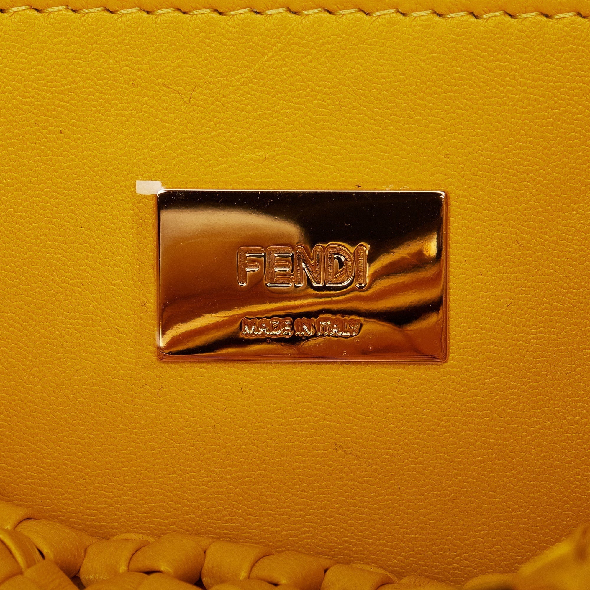 Fendi Peekaboo Medium Yellow Interlace Leather