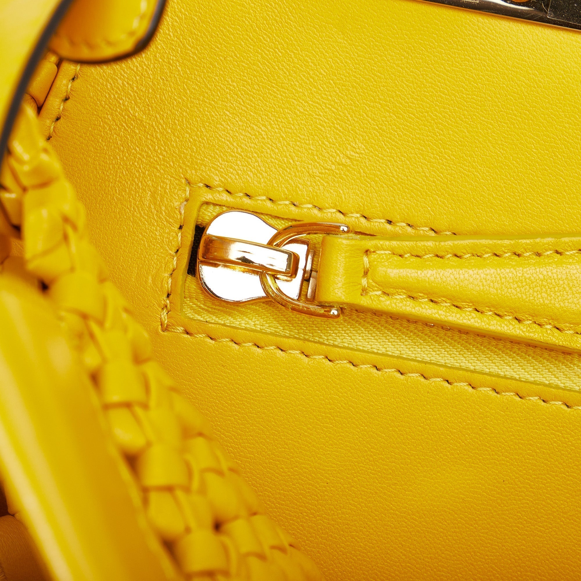 Fendi Peekaboo Medium Yellow Interlace Leather