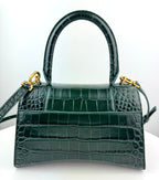 Balenciaga Hourglass Crocodile Embossed bag in Dark Green