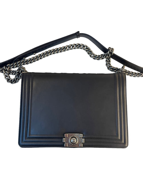 CHANEL-  Glazed Calfskin Large Boy Bag