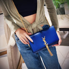 Saint Laurent Blue Calfskin Small Monogram Kate Tassel Bag TWS