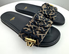 Fendi Feel Brown Satin Slides