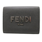 FENDI Tri-fold wallet 7M0280 leather black Compact wallet signature logo mens