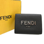 FENDI Tri-fold wallet 7M0280 leather black Compact wallet signature logo mens