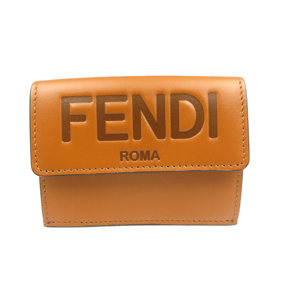 FENDI Tri-fold wallet 8M0395 leather Brown Rome Micro