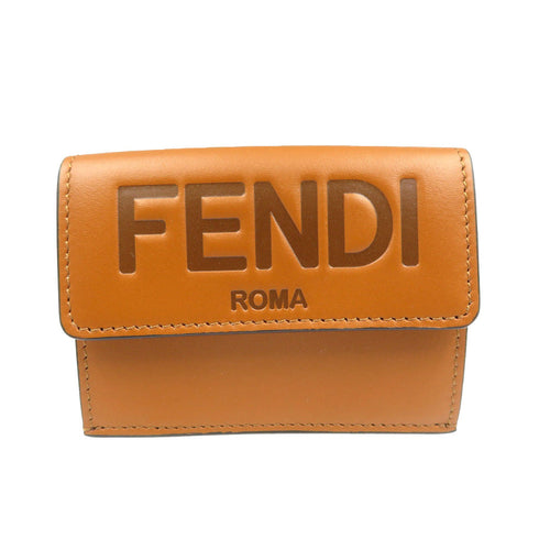 FENDI Tri-fold wallet 8M0395 leather Brown Rome Micro