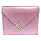FENDI Tri-fold wallet 8M0480 leather Metallic pink FF Diamond