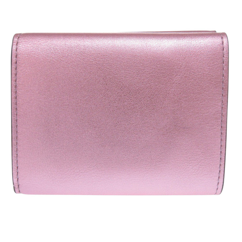 FENDI Tri-fold wallet 8M0480 leather Metallic pink FF Diamond