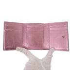FENDI Tri-fold wallet 8M0480 leather Metallic pink FF Diamond