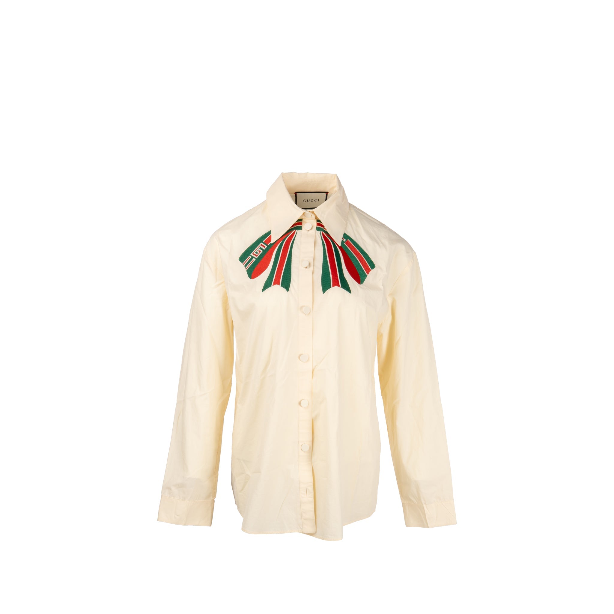 Gucci Size 46 Bow Shirt Cotton White/Multicolour