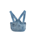 Chanel Size 34 Coco Mark Button Tank Top Denim Blue SHW