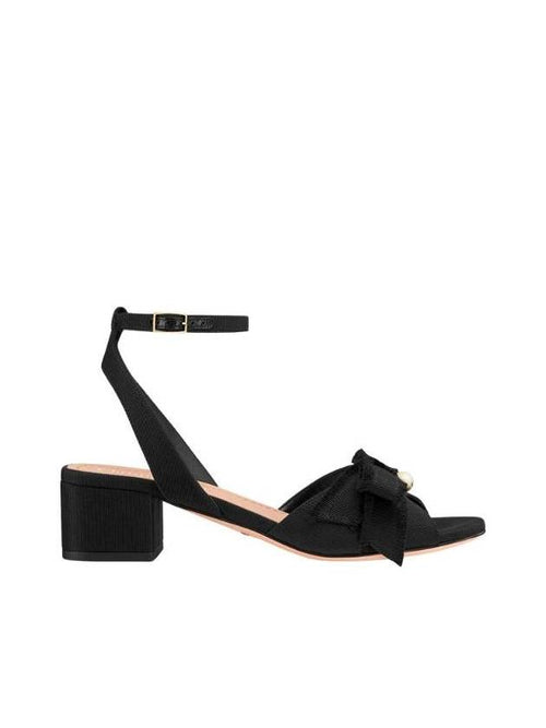 Adiorable Fringe Grosgrain Sandal Heels Black Dior