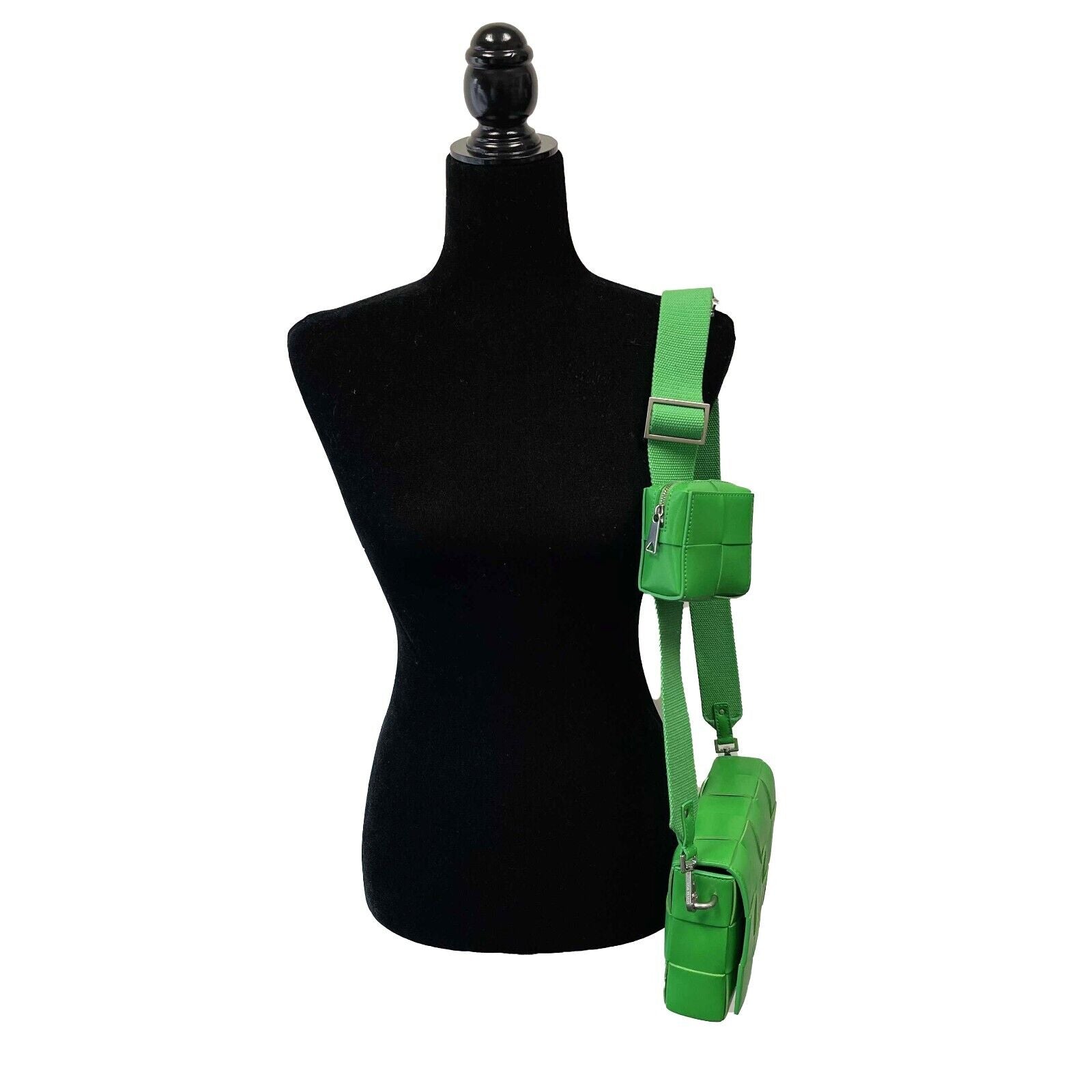 BOTTEGA VENETA NEW Parkeet Green Leather Cassette Crossbody w/ Coin Purse