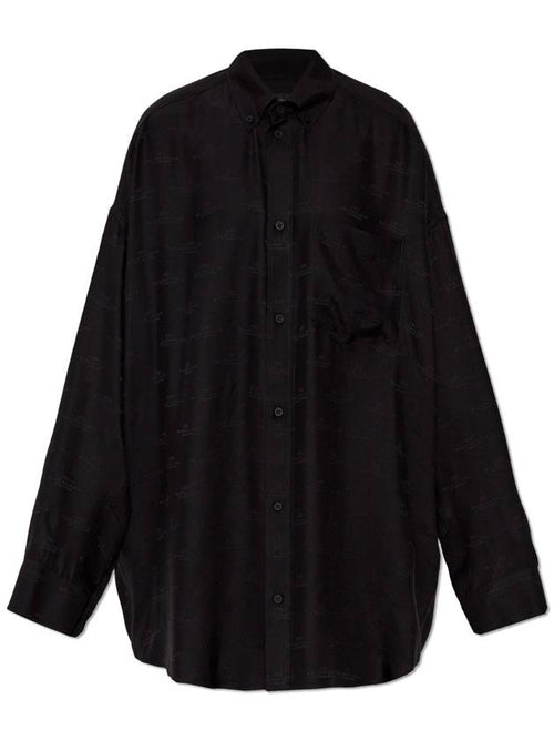 Balenciaga Balenciaga Silk Shirt With Pocket, Women's, Black