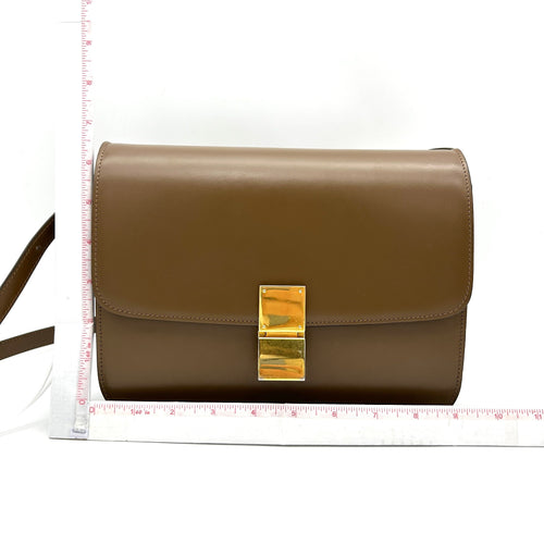 CELINE Box Calfskin Medium Classic Box Flap Bag Camel LA39210