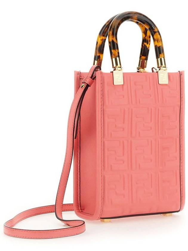 Fendi Sunshine FF Motif Small Leather Tote Bag Pink