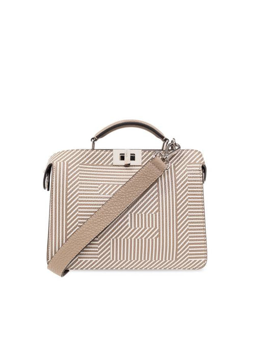 Fendi Peekaboo ISeeU Mini Leather Tote Bag Beige
