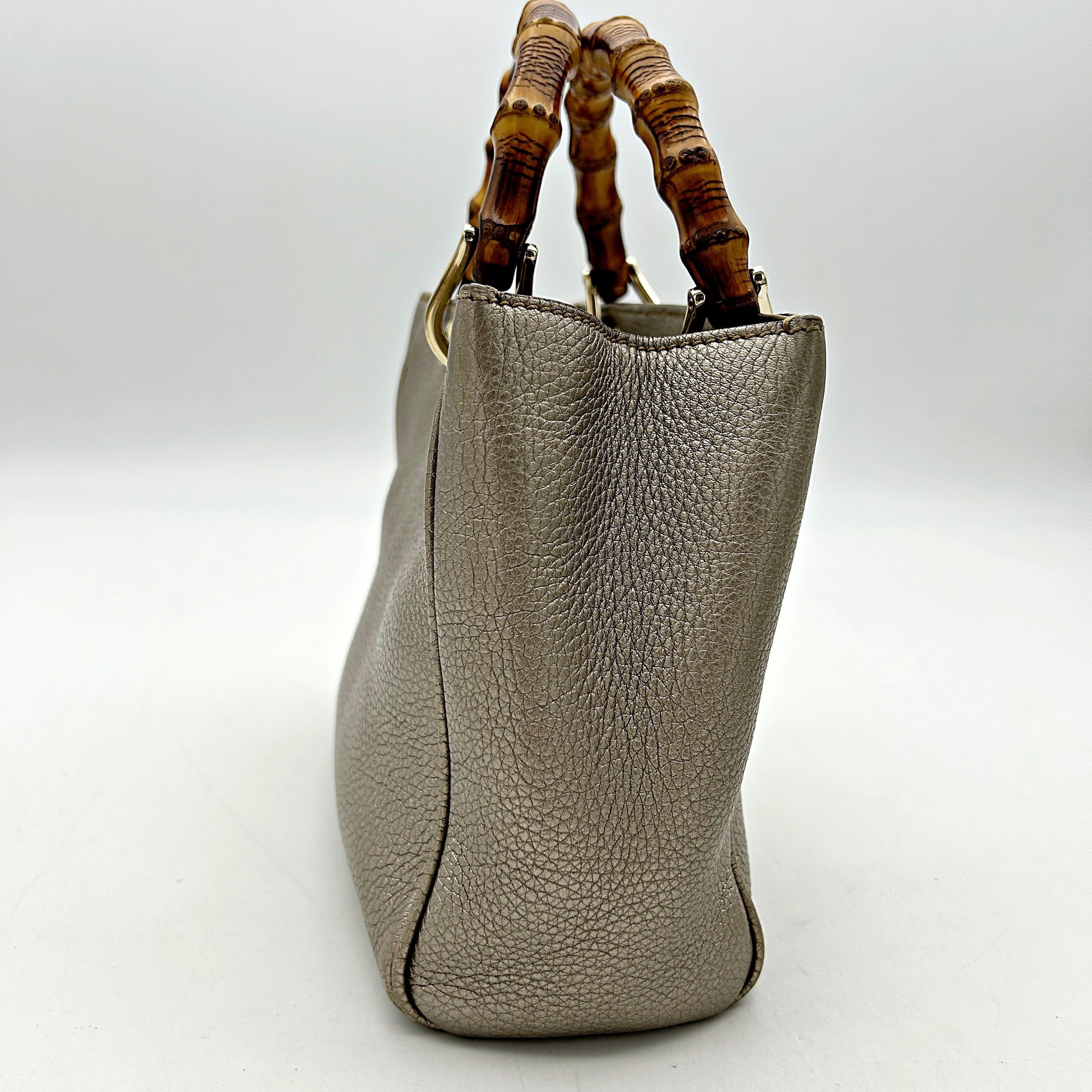 Gucci Metallic Gold Leather Mini Bamboo Tote LA2331