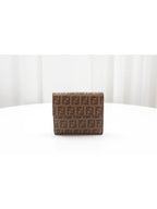 Fendi FF Logo PVC Juca Half Wallet Brown 8M0188
