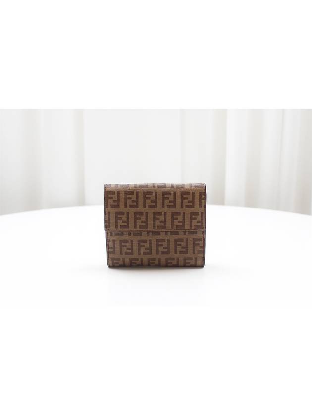 Fendi FF Logo PVC Juca Half Wallet Brown 8M0188