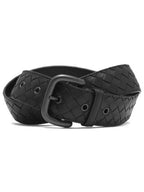 Bottega Veneta Men's Intrecciato Weaving Leather Belt Black