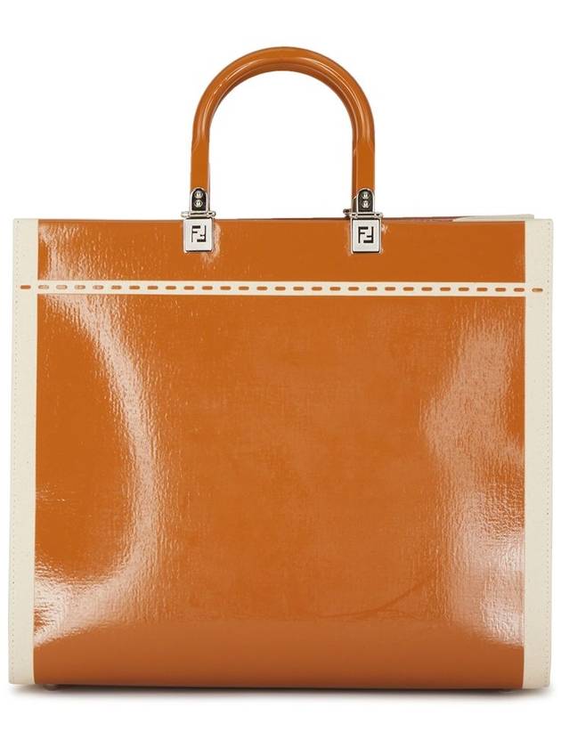 Fendi Sunshine Patent Leather Medium Tote Bag Brown