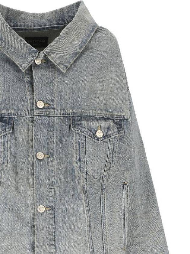 Balenciaga Off-Shoulder Denim Jacket Blue