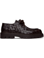 Bottega Veneta Haddock Lace Up Leather Loafers Fondant