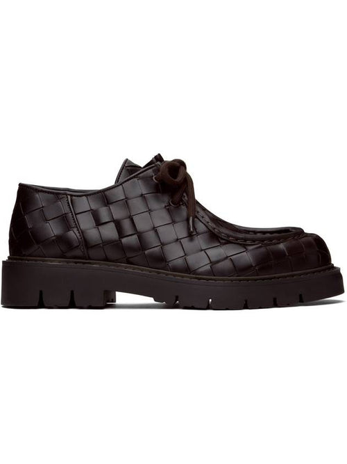 Bottega Veneta Haddock Lace Up Leather Loafers Fondant