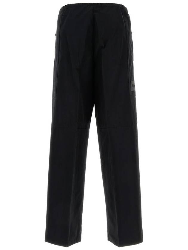 Fendi logo patch drawstring straight pants black
