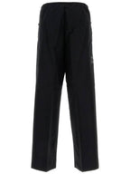 Fendi logo patch drawstring straight pants black
