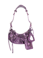 Balenciaga Metallic Le Cagol XS Lambskin Shoulder Bag Purple